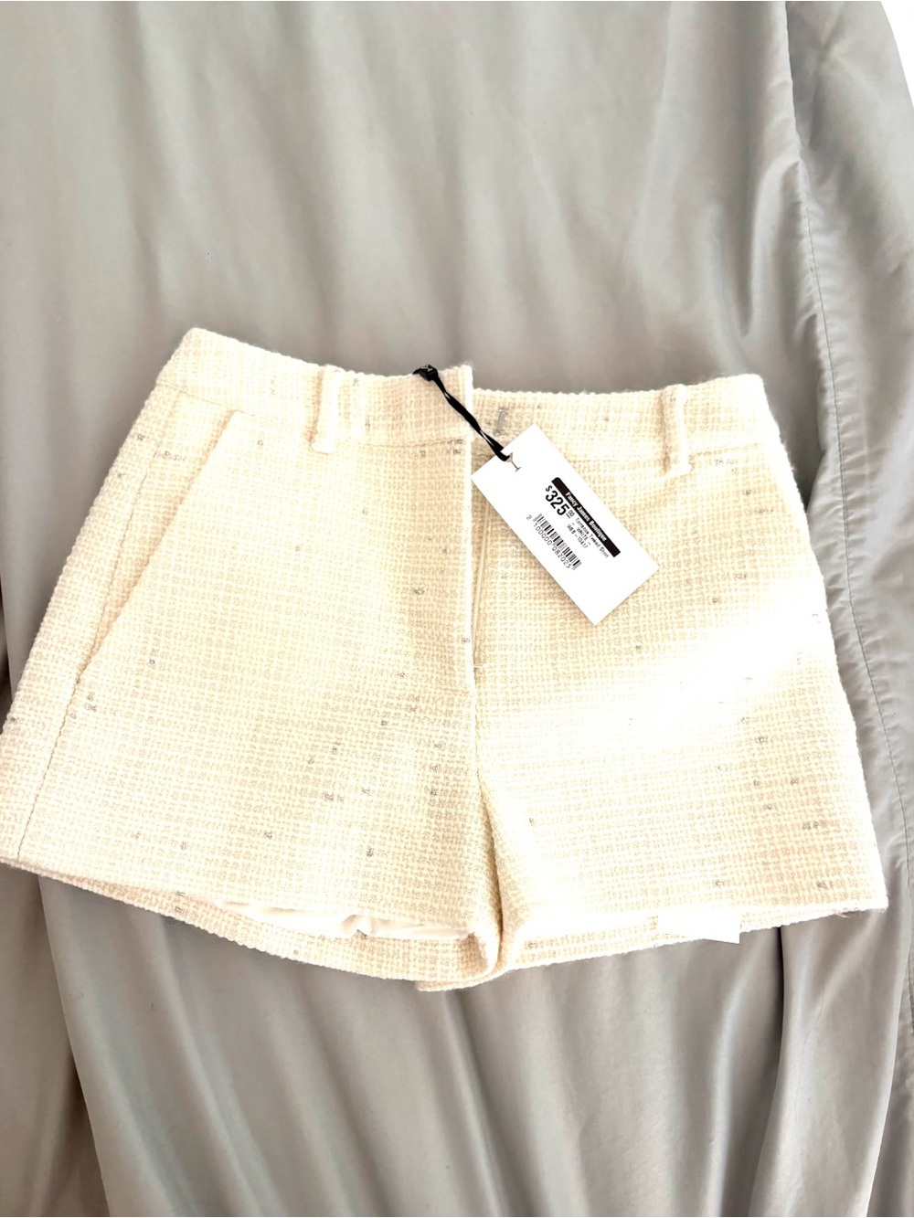 Retrofete Cream Tweed High-Waist Shorts